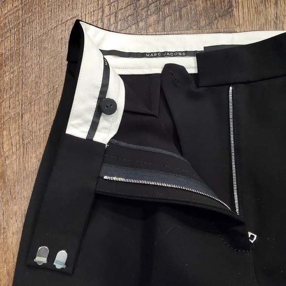 Marc Jacobs Black Wide Leg Pants Cropped Trousers High Rise Work Classic Capri 0 - Picture 7 of 9